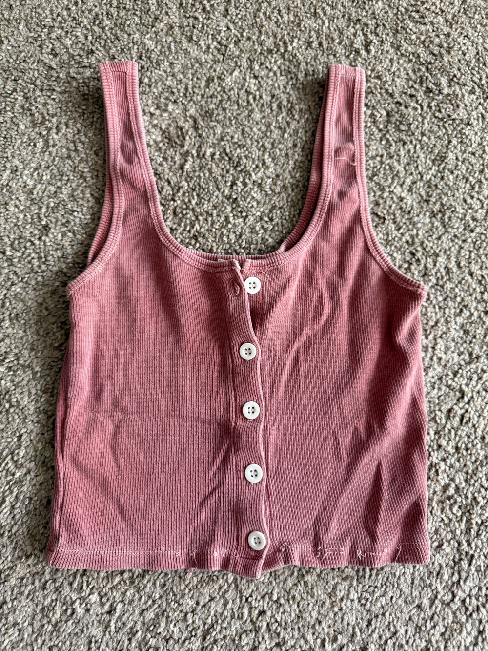 Full Tilt Dusty Rose Ribbed Button Tank